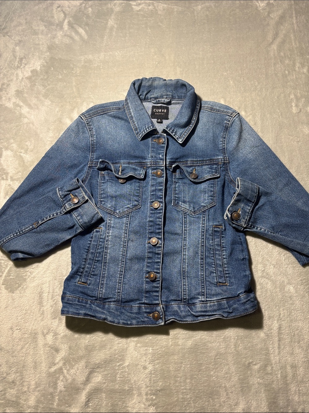 Curve Appeal Women’s Denim Jean Jacket Size S Stretch Trucker Medium Wash